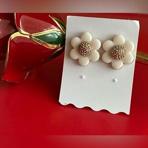 KATE SPADE Earrings,Kate Spade Cream Floral Earrings with Gold Center